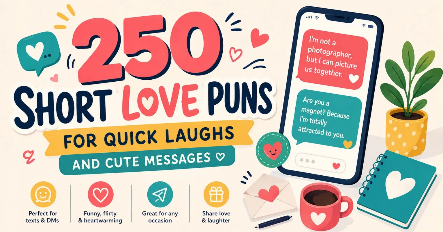 250 Short Love Puns for Quick Laughs and Cute Messages
