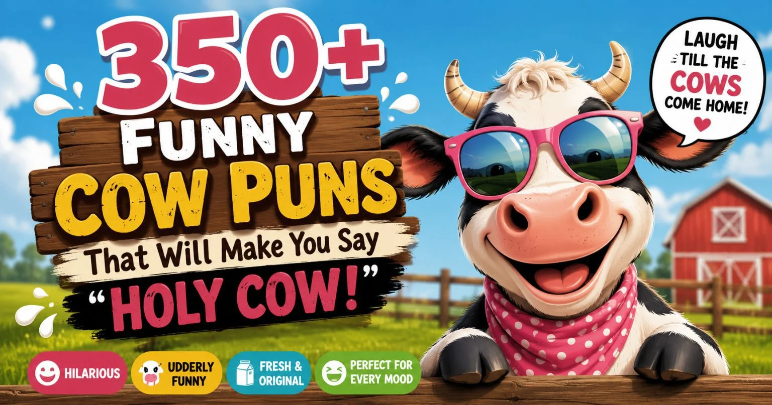 Funny cow puns collection featuring hilarious moo jokes