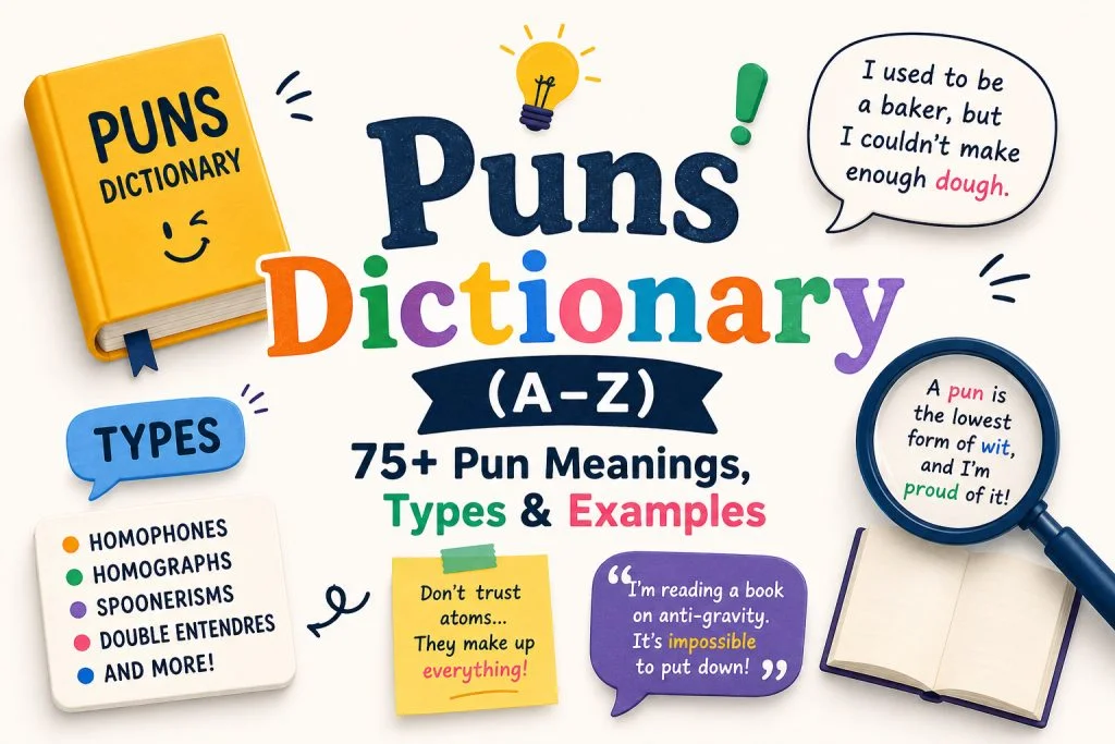 The Ultimate Puns Dictionary A to Z with Pun Meanings, Types, Definitions and Examples
