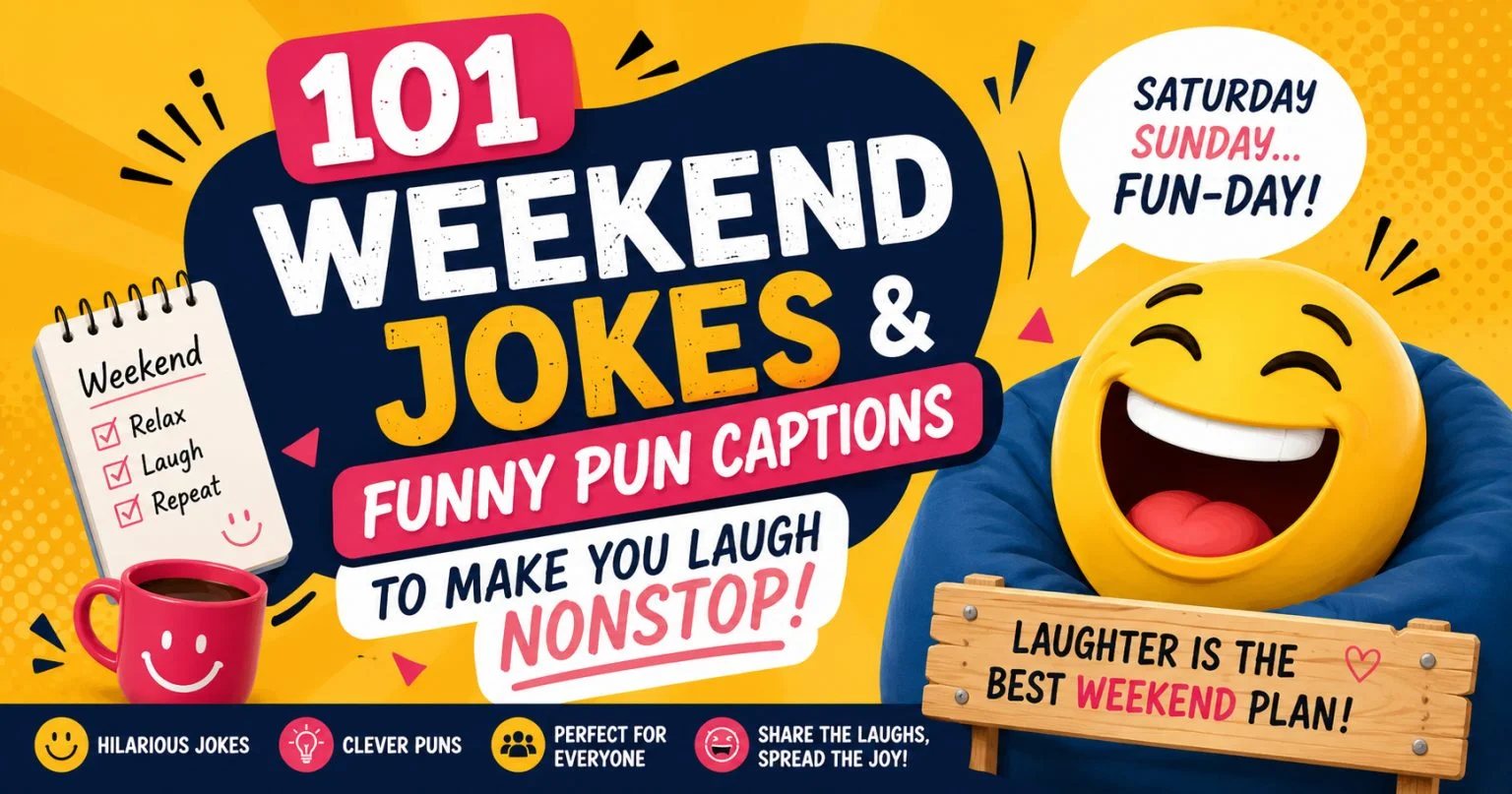 Funny weekend jokes and pun captions for a happy and laughter-filled weekend