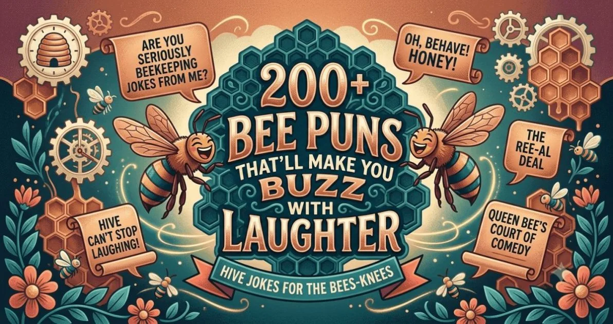 Funny bee puns collection with honey bee jokes,