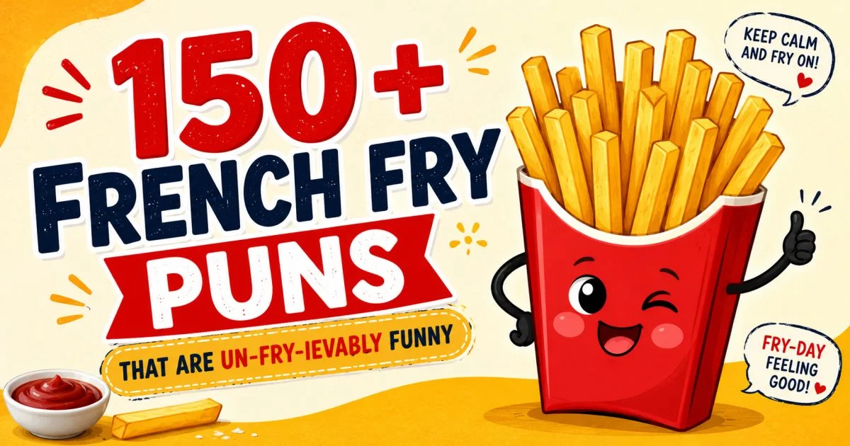 funny french fry puns with loaded cheese fries and ketchup
